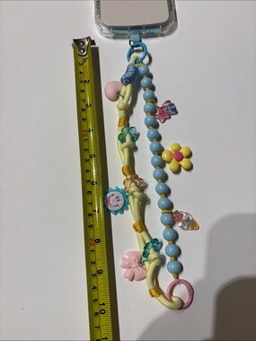 💛Handmade unique light yellow and blue phone chain